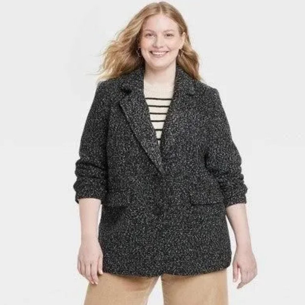 NWT Universal Thread Women’s Tweed Textured Blazer Coat  Size XXL - Picture 4 of 7